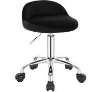 WOLTU Tabouret roulettes avec Petie Dossier, Tabouret de Bureau Pivotant à 360° Réglable en Hauteur, en Velours, pour Coiffure, Maquillage, Cuisine, Clinique, Pub, Moderne, Noir, BS127sz