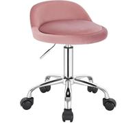 WOLTU Tabouret de Bureau avec Dossier, Chaise d'ordinateur à roulettes, Réglable en Hauteur 43-54,5cm, Rose BS127rs