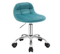 WOLTU Tabouret de Bureau Pivotant à roulettes, Tabouret avec Dossier Réglable en Hauteur Entre 43,5 et 55cm, en Velours Vert Turc BS131ts
