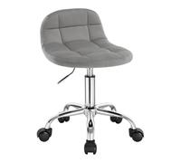 WOLTU Tabouret de Bureau Pivotant à roulettes, Tabouret avec Dossier Réglable en Hauteur Entre 43,5 et 55cm, en Velours, Gris Clair, BS131hgr