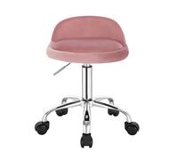 WOLTU - tabouret de bureau pivotant avec roulettes, chaise d'ordinateur réglable en hauteur avec dossier bas, tabouret de travail à bascule velvet dark grey