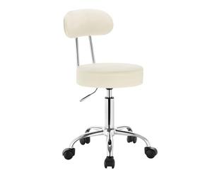 WOLTU Tabouret de Bureau Tabouret à roulettes avec Dossier,Chaise pivotante Chaise de Bureau Hauteur réglable,Crème