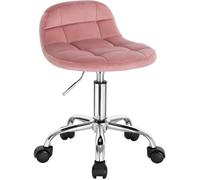 WOLTU Tabouret de Bureau, Tabouret Coiffeuse en Velours, Chaise d'Ordinateur Pivotante à roulettes, Rose W0ATT0060