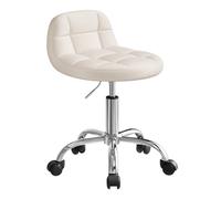 WOLTU Tabouret de Bureau, Tabouret Coiffeuse, Velours, Crème Blanc