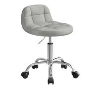 WOLTU Tabouret de Bureau, Tabouret Coiffeuse, Velours, Gris Clair