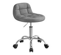 WOLTU Tabouret de Bureau, Tabouret Coiffeuse, Velours, Gris Foncé