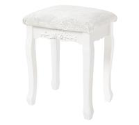 WOLTU Tabouret de Coiffeuse, Style Baroque, Vintage Rembourré, Chaise de Maquillage, Blanc Crème