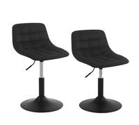 WOLTU Tabouret de Coiffeuse, Chaise de Maquillage 2er Set Pivotante avec Dossier et Réglable en Hauteur, pour Salon, Chambre à Coucher, Salle à Manger, Bureau à Domicile, Velours, Noir