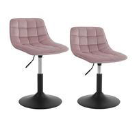 WOLTU Tabouret de Coiffeuse, Chaise de Maquillage 2er Set Pivotante avec Dossier et Réglable en Hauteur, pour Salon, Chambre à Coucher, Salle à Manger, Bureau à Domicile, Velours, Rose