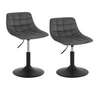 WOLTU Tabouret de Coiffeuse, Chaise de Maquillage 2er Set Pivotante avec Dossier et Réglable en Hauteur, pour Salon, Chambre à Coucher, Salle à Manger, Bureau à Domicile, Velours, Gris Foncé
