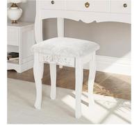 WOLTU Tabouret de Coiffeuse, Style Baroque, Vintage Rembourré, Chaise de Maquillage, Blanc Crème