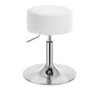 WOLTU Tabouret de Coiffeuse, Tabouret de Bar Rond, Pivotant, Hauteur Réglable 54-69cm, en Similicuir, Blanc, BH14ws-1