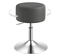 WOLTU Tabouret de Coiffeuse, Tabouret de Bar Rond, Pivotant, Hauteur Réglable 54-69cm, en Similicuir, Gris, BH14gr-1