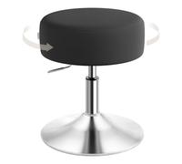 WOLTU Tabouret de Coiffeuse, Tabouret de Maquillage, Réglable en Hauteur 44-56cm, Pivotant, Siège Rembourré, Tabouret de Bar Bas Rond pour Salon, Chambre à Coucher, Velours, Noir Pur
