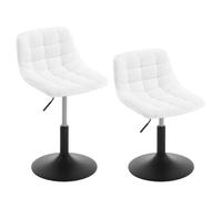 WOLTU Tabouret de Maquillage Lot de 2, Tabouret de Cuisine, Tabouret avec Dossier, Chaise de Coiffeuse, Chaise de Salle à Manger Pivotante, Tabouret Réglable en Hauteur, Chenille, Blanc, BH408ws-2