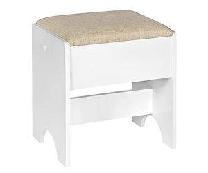 WOLTU Tabouret de Maquillage Rembourré, Chaise Coiffeuse 40x30x45cm, Siège pour Chambre Salon, Pouf Moderne en Lin et MDF, Beige+Blanc, MB6098be
