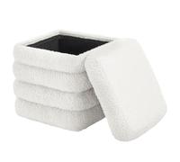 WOLTU Tabouret de Rangement Pliant, Pouf Coffre avec Couvercle Amovible, Rembourré, Cadre MDF, Revêtement en Polaire Teddy, pour Salon, Chambre, Entrée, Blanc