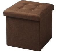WOLTU Tabouret pouf coffre Boîte de rangement repose-pied cube, siège pliable gagner de l'espace 37,5x37,5x38cm,Brun