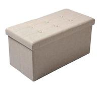 WOLTU Tabouret Pouf Coffre Boîte de rangement,Siège rembourré en lin, chaise longue, 76x37.5x38cm, Beige