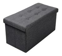 WOLTU Tabouret Pouf Coffre Boîte de rangement,Siège rembourré en lin, chaise longue, 76x37.5x38cm, Gris foncé