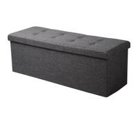 WOLTU Banc de Rangement Pliable, Pouf Tabouret Rembourré de Grande Capacité de 118L, Charger 300KG, en Lin, 110x37,5x38cm, Gris Foncé