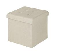 WOLTU Tabouret Pouf de Rangement en Lin, Coffre Repose-Pied Pliable