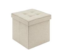 WOLTU Tabouret Pouf de Rangement en Lin, Coffre Repose-Pied Pliable
