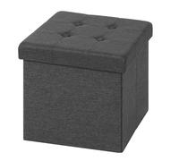 WOLTU Tabouret Pouf de Rangement en Lin, Coffre Repose-Pied Pliable