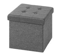 WOLTU Tabouret Pouf de Rangement en Lin, Coffre Repose-Pied Pliable