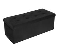 WOLTU Tabouret Pouf de Rangement en Velours,Coffre Repose-Pied Pliable 110x37.5x38cm, Noir