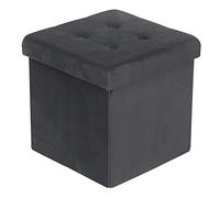 WOLTU Tabouret Pouf de Rangement en Velours,Coffre Repose-Pied Pliable 37,5x37,5x38cm,Gris