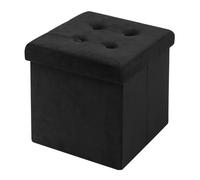Tabouret Pouf de Rangement en Velours - WOLTU - Noir - 38L - Pliable