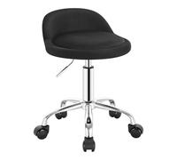 WOLTU Tabouret roulettes avec Petie Dossier, Tabouret de Bureau Pivotant à 360° Réglable en Hauteur, en Velours, pour Coiffure, Maquillage, Cuisine, Clinique, Pub, Moderne, Noir, BS127sz