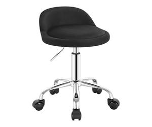 WOLTU Tabouret roulettes avec Petie Dossier, Tabouret de Bureau Pivotant à 360° Réglable en Hauteur, en Velours, pour Coiffure, Maquillage, Cuisine, Clinique, Pub, Moderne, Noir, BS127sz