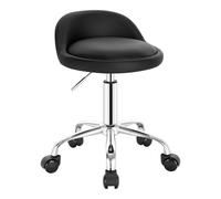WOLTU Tabouret roulettes, Tabouret de Bureau, PU, Noir | Petie Dossier, Pivotant à 360° Réglable en Hauteur, pour Coiffure, Maquillage, Cuisine, Clinique, Pub, Moderne