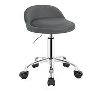 WOLTU Tabouret roulettes avec Petie Dossier, Tabouret de Bureau Pivotant à 360° Réglable en Hauteur, en Velours, pour Coiffure, Maquillage, Cuisine, Clinique, Pub, Moderne, Gris foncé, BS127dgr