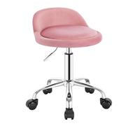 WOLTU Tabouret roulettes, Tabouret de Bureau, Velours, Rose
