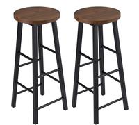 WOLTU Tabourets Bar Lot de 2, Chaise Bar Cuisine Haute, avec Repose-Pieds, Structure en Acier Stable, pour Bistrot et Salle à Manger, Design Industriel, Hêtre Foncé