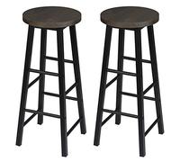 WOLTU Tabourets Bar Lot de 2, Structure en Acier Stable, Noir+Rouille | Chaise de bar, Design Industriel, avec repose-pieds, pour Bistrot, Cuisine, Salle à Manger