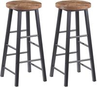 WOLTU Tabourets Bar Lot de 2, Structure en Acier Stable, Noir+Vintage