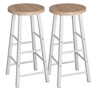 WOLTU Lot de 2 Tabourets de Bar-Bistrot, Tabouret de cuisine, Chaise de salle à manger, Structure en métal, Siège en MDF,Chêne