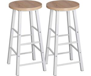 WOLTU Tabourets Bar Lot de 2, Tabouret Haut Cuisine, avec Repose-Pieds, Structure en Acier Stable, Chaise de Bar pour ilot Central Cuisine, Bistrot et Salle à Manger, Design Industriel, Chêne Clair