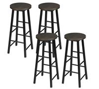 WOLTU Tabourets Bar Lot de 4, Structure en Acier Stable, Noir+Rouille | Chaise de bar, Design Industriel, avec repose-pieds, pour Bistrot, Cuisine, Salle à Manger