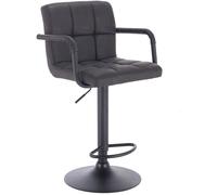 WOLTU Tabourets de Bar, Anthracite, Assise en Similicuir, Rotatif Réglable en Hauteur, Pied en métal