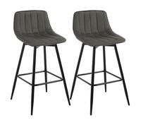 WOLTU Tabourets de Bar, Lot de 2, avec Dossier, Assise 65 cm, en Velours | Chaise de Bar Design, et Repose-Pieds, Cadre en métal, Gris, pour Bar, Cuisine, Bistro
