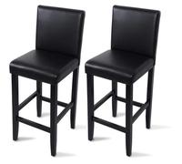 WOLTU Tabourets de Bar Lot de 2 avec Pieds en Bois,Chaises de Bar avec Dossier en Cuir synthétique pour Cuisine, Salle à Manger, Noir, BH21sz-2