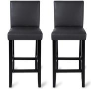 WOLTU Tabourets de Bar Lot de 2 avec Pieds en Bois,Chaises de Bar avec Dossier en Cuir synthétique pour Cuisine, Salle à Manger, Gris, BH21gr-2