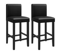 WOLTU Tabourets de Bar Lot de 2 avec Pieds en Bois,Chaises de Bar avec Dossier en Cuir synthétique pour Cuisine, Salle à Manger, Noir, BH21sz-2