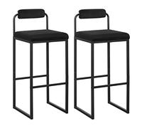WOLTU 2x Tabourets de Bar en Velours et Métal Chaise Haute Bar Design Moderne Hauteur du Siège 75cm Noir BH343sz-2