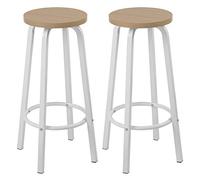 WOLTU Tabourets de Bar Lot de 2, Tabouret Haut 72cm, Chêne Clair | Tabouret Haute Rond, avec Repose-Pieds, Métal Pieds, Foncé, pour Cuisine, Salon, Salle à Manger